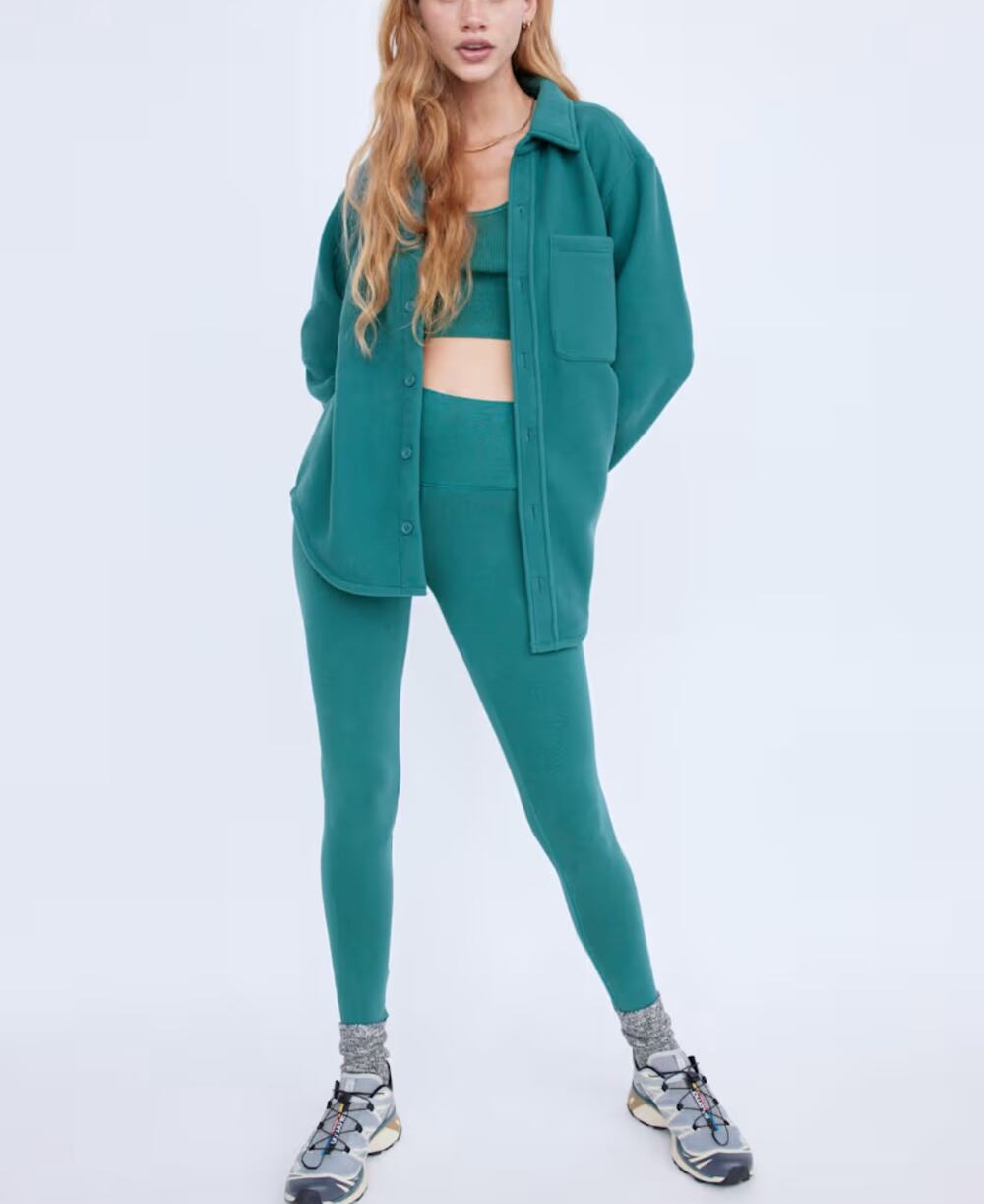 TNA Aritzia Polar Shirt Jacket Teal Sz S Soft Athleisure Activewear Loungewear